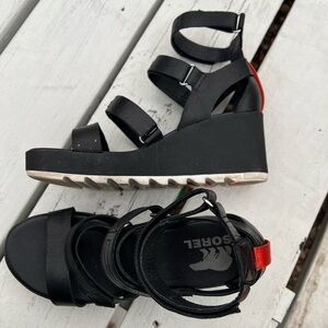 Sorel Women's Black Wedge Sandals
